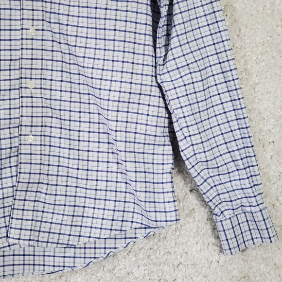 Brooks Brothers Milano Shirt Men 15.5 36 Blue Check Button Up Office Preppy - Picture 3 of 12